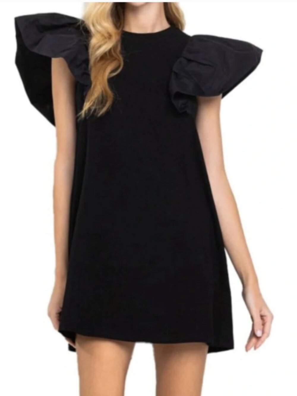 TCEC sleeveless-ish/ruffle sleeve tunic/mini-dress